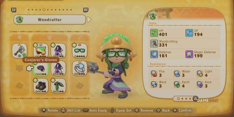 Woodcutter equipment in Fantasy Life I: The Girl Who Steals Time