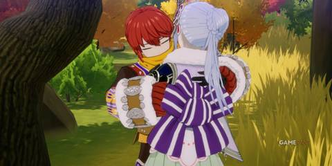The player hugging Cuilang in Rune Factory: Guardians of Azuma