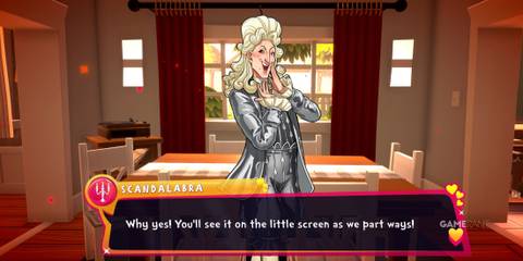 Scandalabra breaking the fourth wall in Date Everything