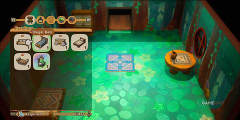 A player looking at furniture in Fantasy Life I: The Girl Who Steals Time