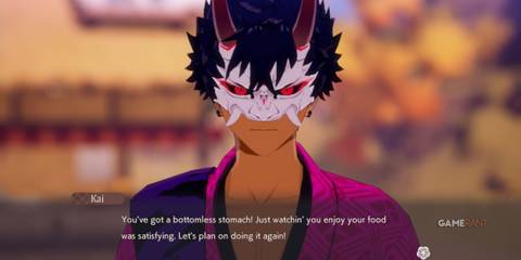 Kai talking to the player about the dinner they had together in Rune Factory: Guardians of Azuma