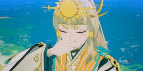 Kanata drinking alcohol in Rune Factory: Guardians of Azuma