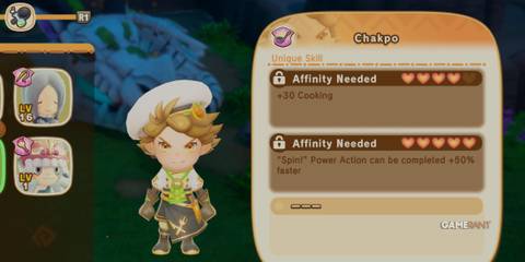 Second page of Unique Skills for Chakpo in Fantasy Life I: The Girl Who Steals Time