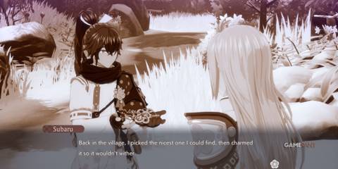 Subaru giving the player a gift in Rune Factory: Guardians of Azuma