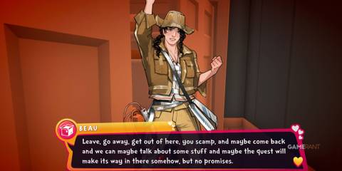 Beau telling the player to leave in Date Everything