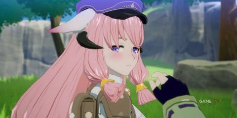 A player poking Hina in Rune Factory: Guardians of Azuma