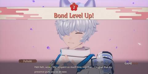 A player increasing their bond with Fubuki in Rune Factory: Guardians of Azuma