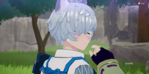 A player poking Fubuki in Rune Factory: Guardians of Azuma