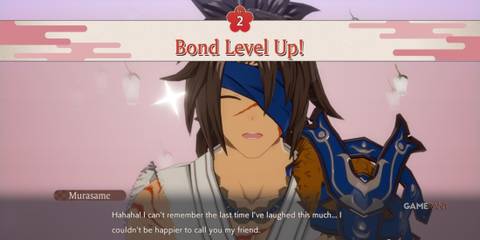 A player levelling their bond with Murasame in Rune Factory: Guardians of Azuma