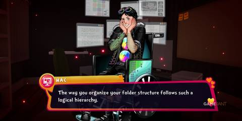 Mac flirting with the player in Date Everything