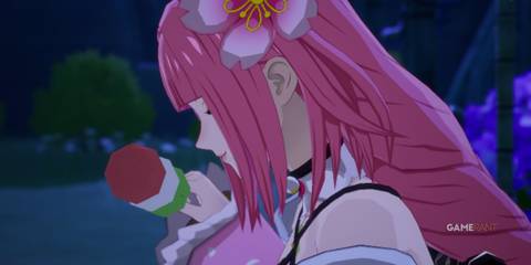 Ulalaka eating Dango in Rune Factory: Guardians of Azuma