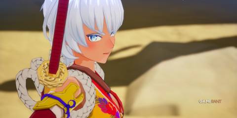 Matsuri looking cross at the player in Rune Factory: Guardians of Azuma