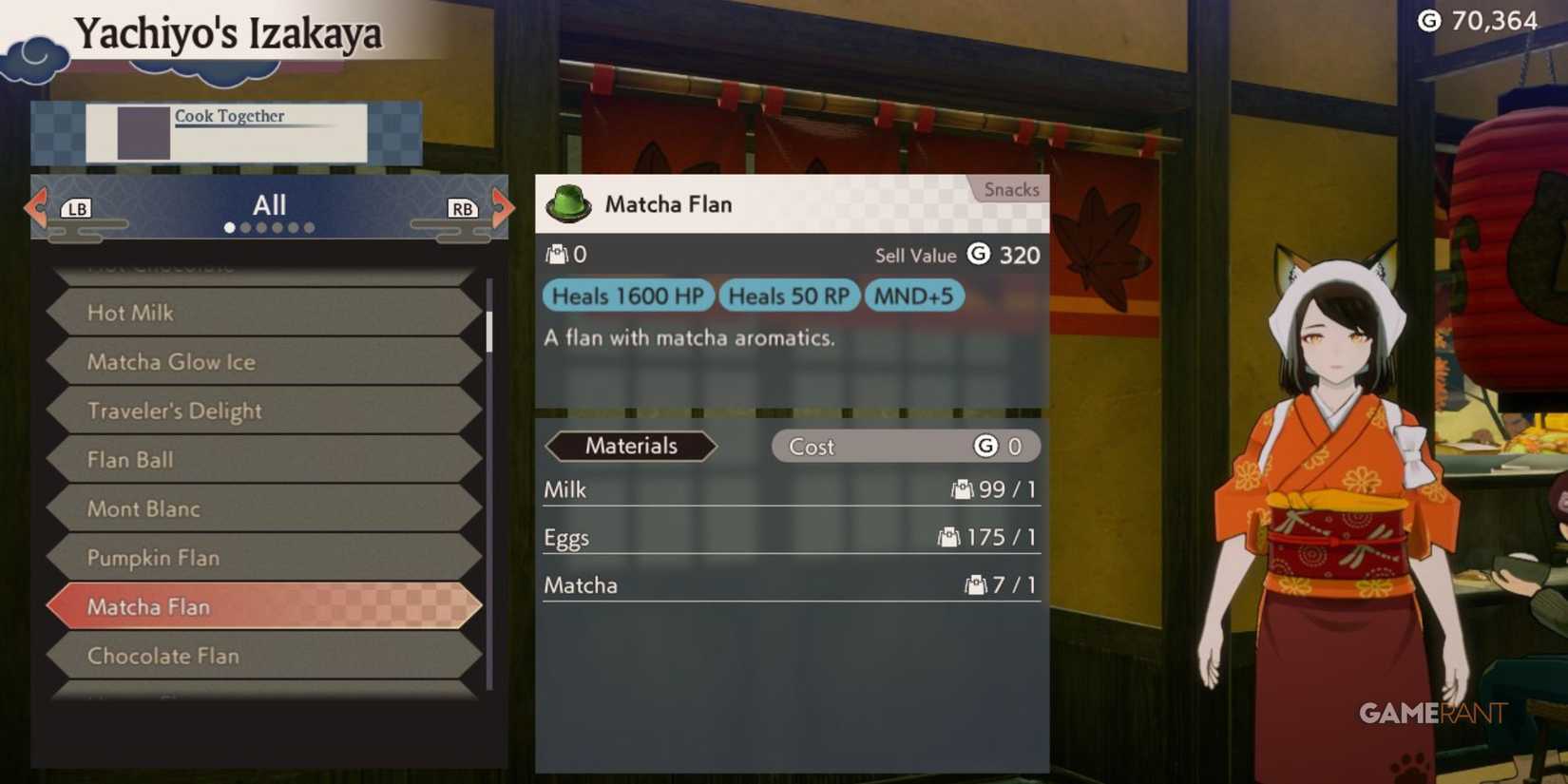 Matcha Flan in Rune Factory: Guardians of Azuma