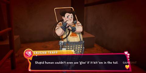 Vaughn holding his tail cutely in Date Everything