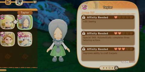 Taylor's first page of Unique Skills in Fantasy Life I: The Girl Who Steals Time