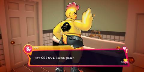 Rebel flipping off the player in Date Everything