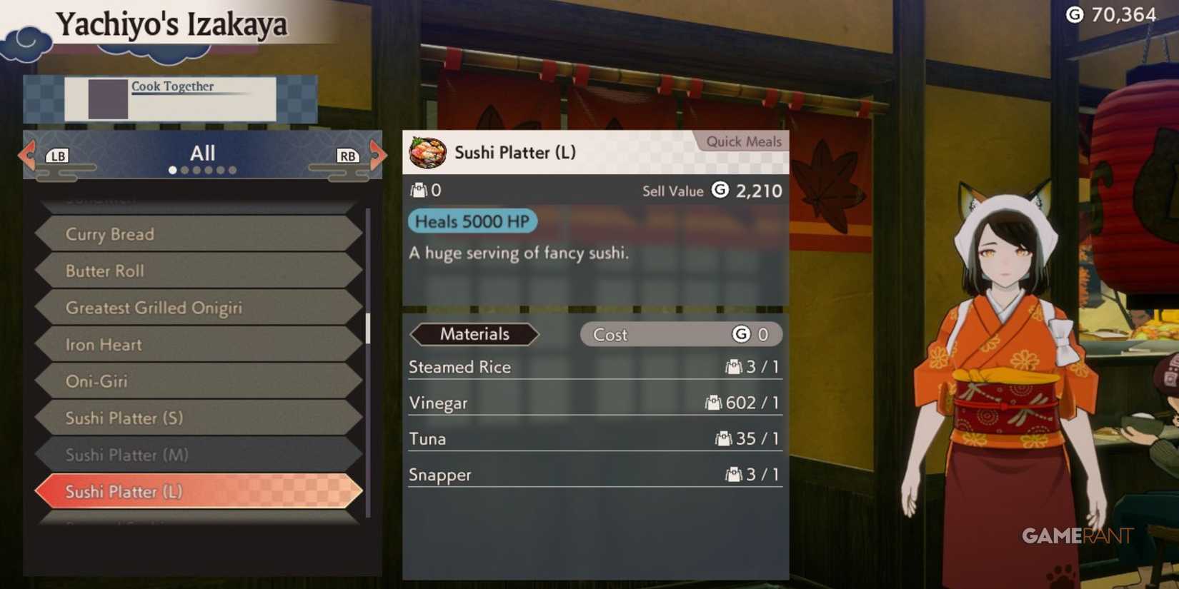 Sushi Platter (L) in Rune Factory: Guardians of Azuma