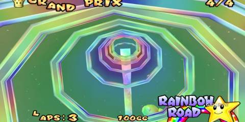With its spiraling tunnel and colorful descent, Rainbow Road in Double Dash!! is unforgettable and challenging