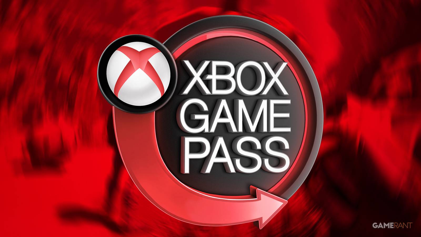 Xbox Game Pass logo over Journey to the Savage Planet red tinted soft radial blur screenshot