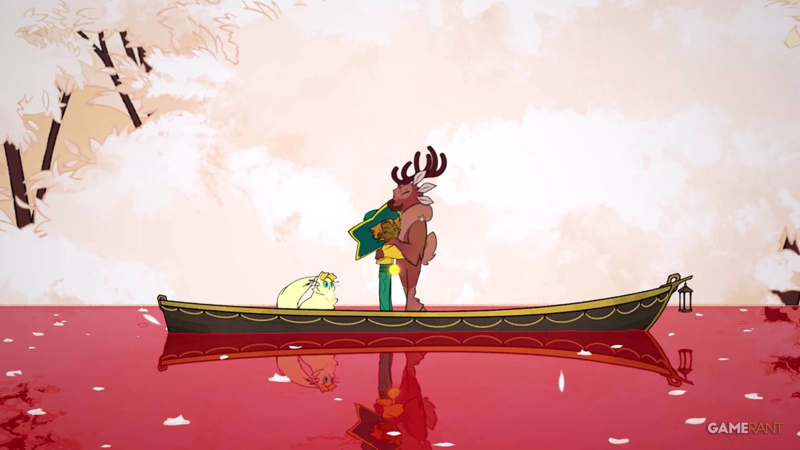 Stella hugging Gwen near the Everdoor in Spiritfarer