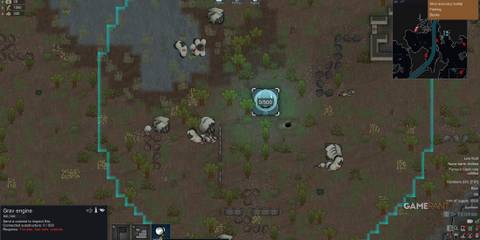 Crashed Grav engine found in the biome after Mechanoid Signal in RimWorld Odyssey