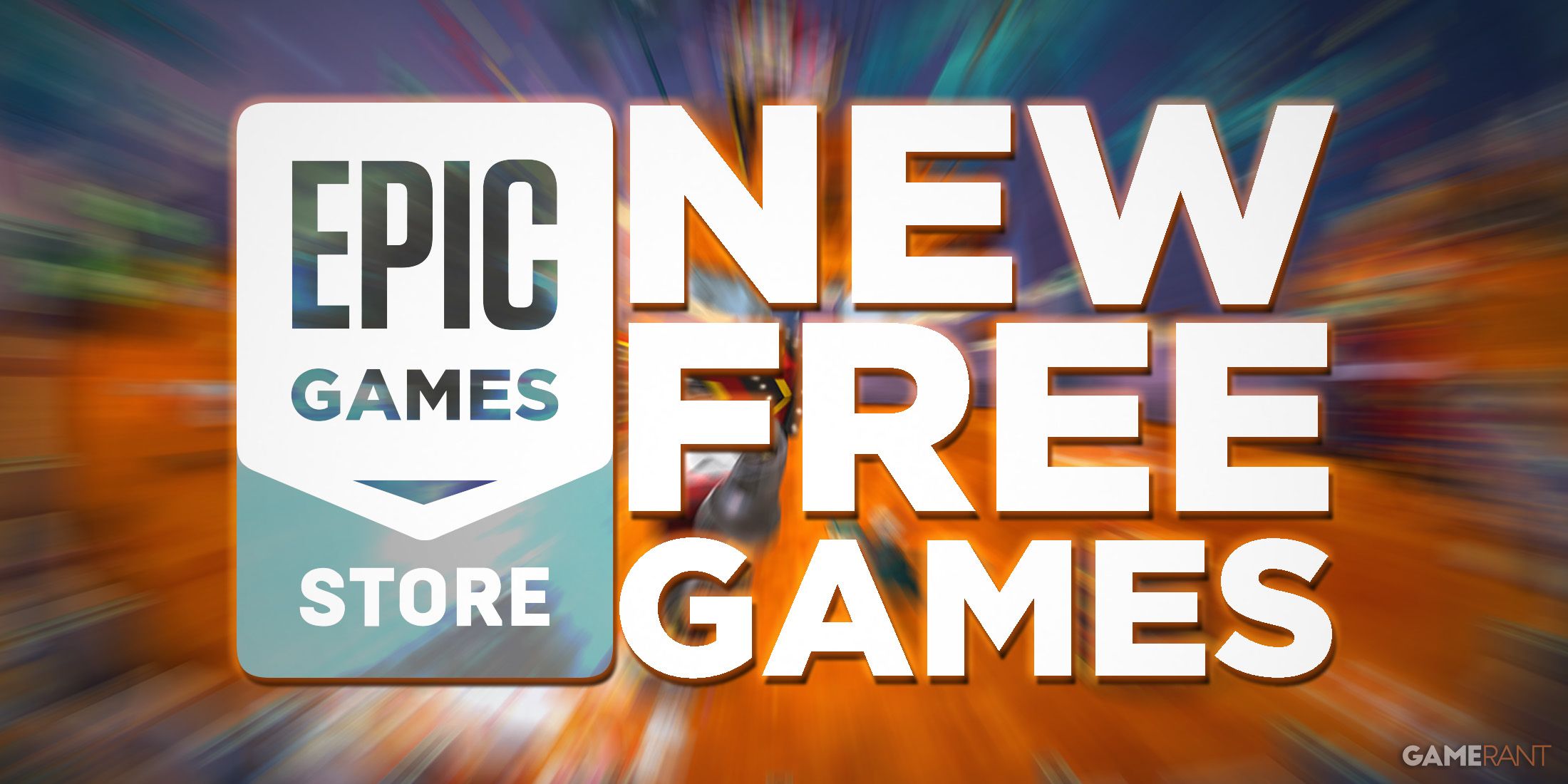 Epic Games Store New Free Games tagline over motion-blurred Figment 2 Creed Valey promo gameplay screenshot