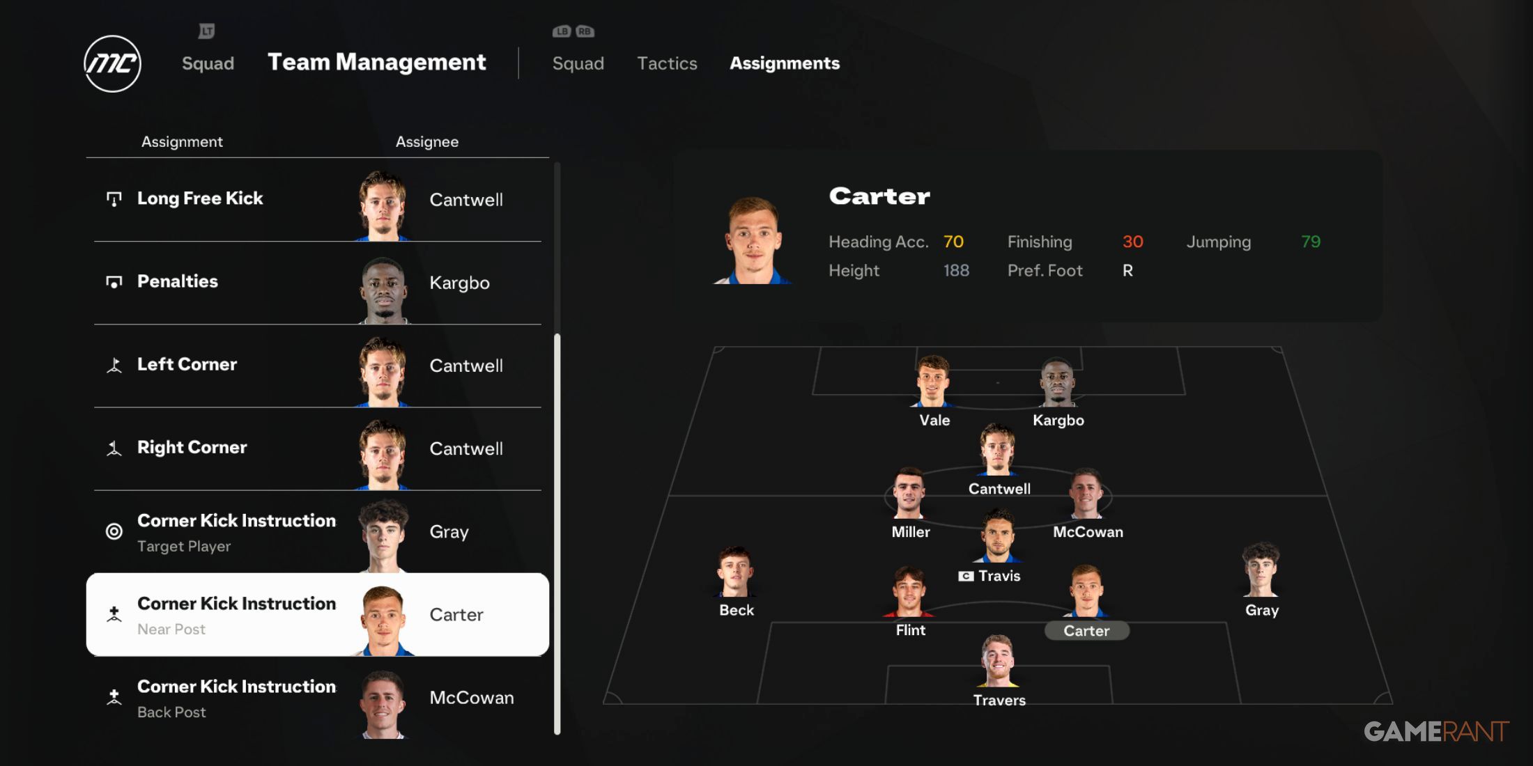 FC 25 Assignment for set pieces