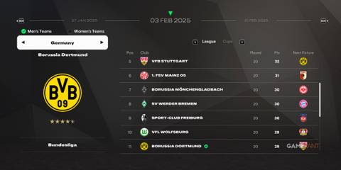 FC 25 - Live Start Career Mode - Borussia Dortmund Table