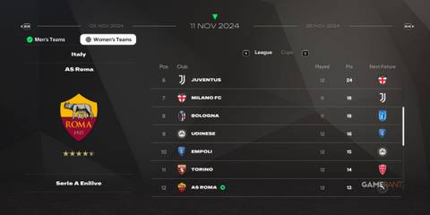 FC 25 - Live Start Career Mode - Roma Table