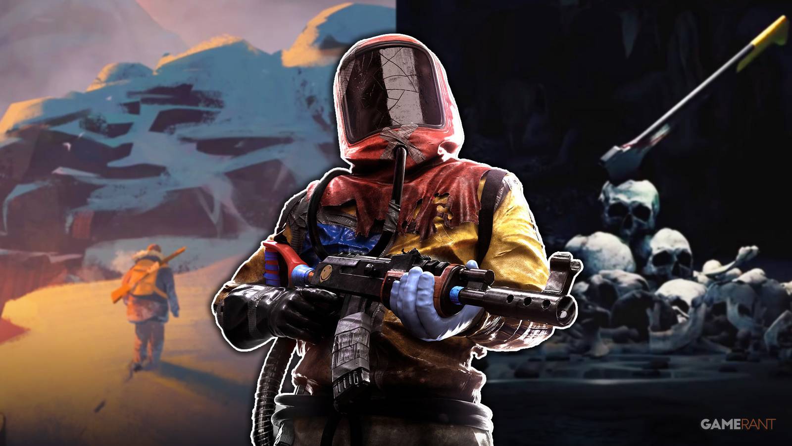 Rust hazmat suit with The Long Dark and Sons of the Forest artwork