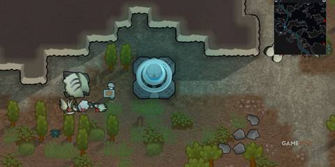 Grav engine ready for inspection by colonists in RimWorld Odyssey after the signal mission