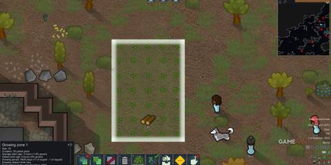 Grow zone outlined with potato sprouts shows Smart Farming Continued’s automated sowing and field priority controls