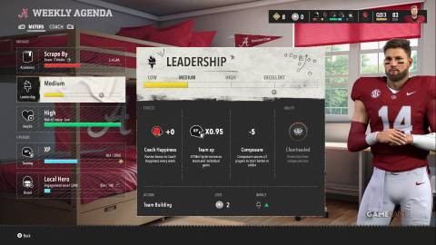 leadership to increase coach happiness in college football 26