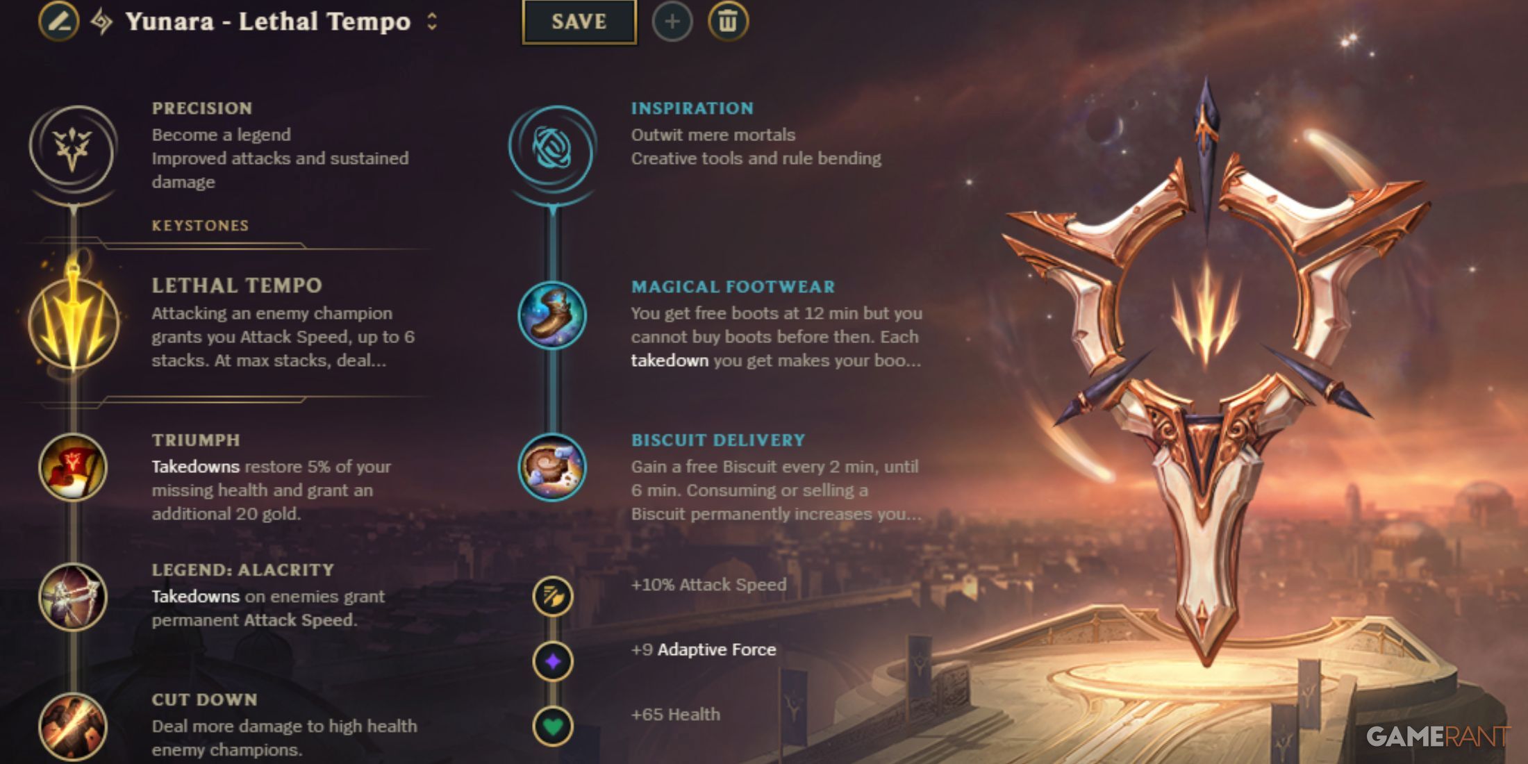 League of Legends - Yunara Runes Lethal Tempo