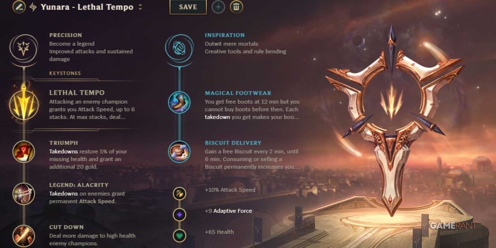 League of Legends - Yunara Runes Lethal Tempo