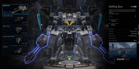 Mecha Break Tricera Gattling Guns Menu