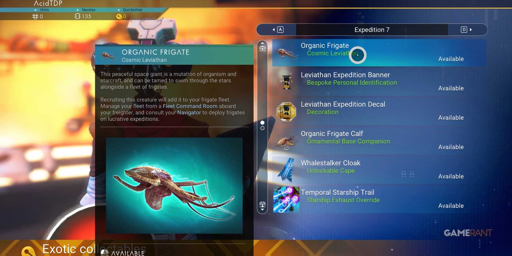 No Man's Sky Organic Frigate