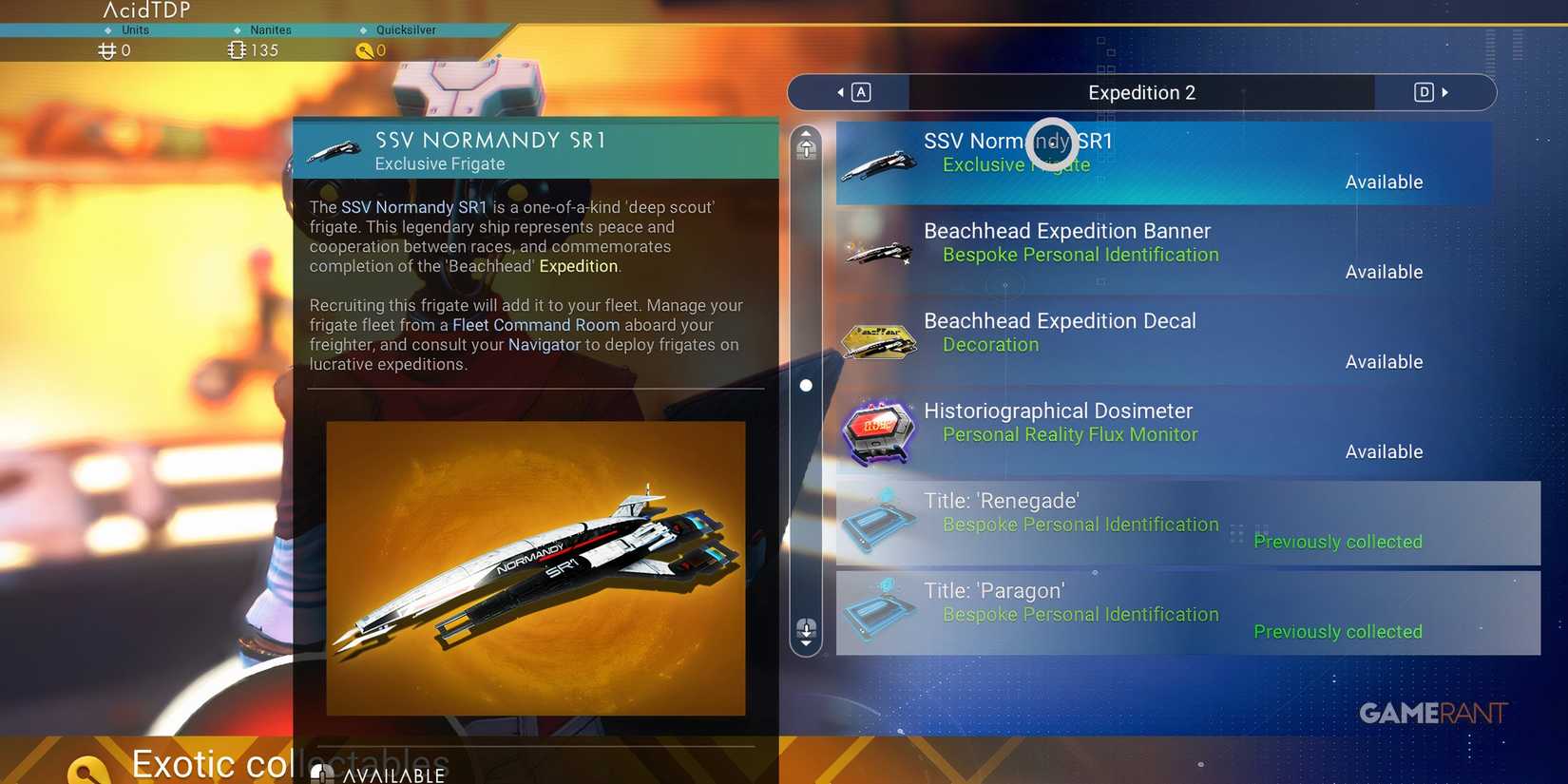 No Man's Sky SSV Normandy