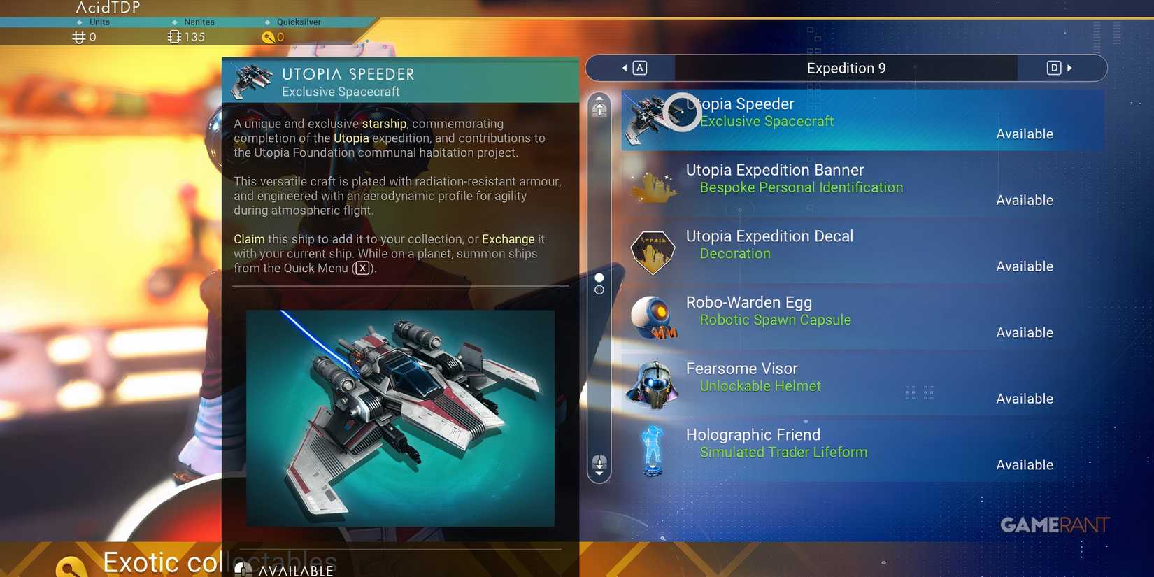 No Man's Sky Utopia Speeder