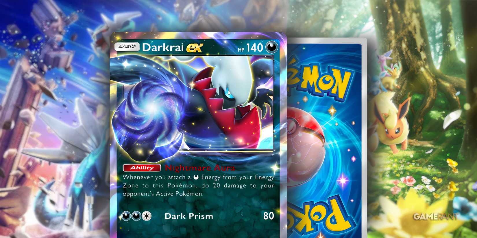 pokemon tcg pocket's darkrai ex card from the space-time smackdown set.