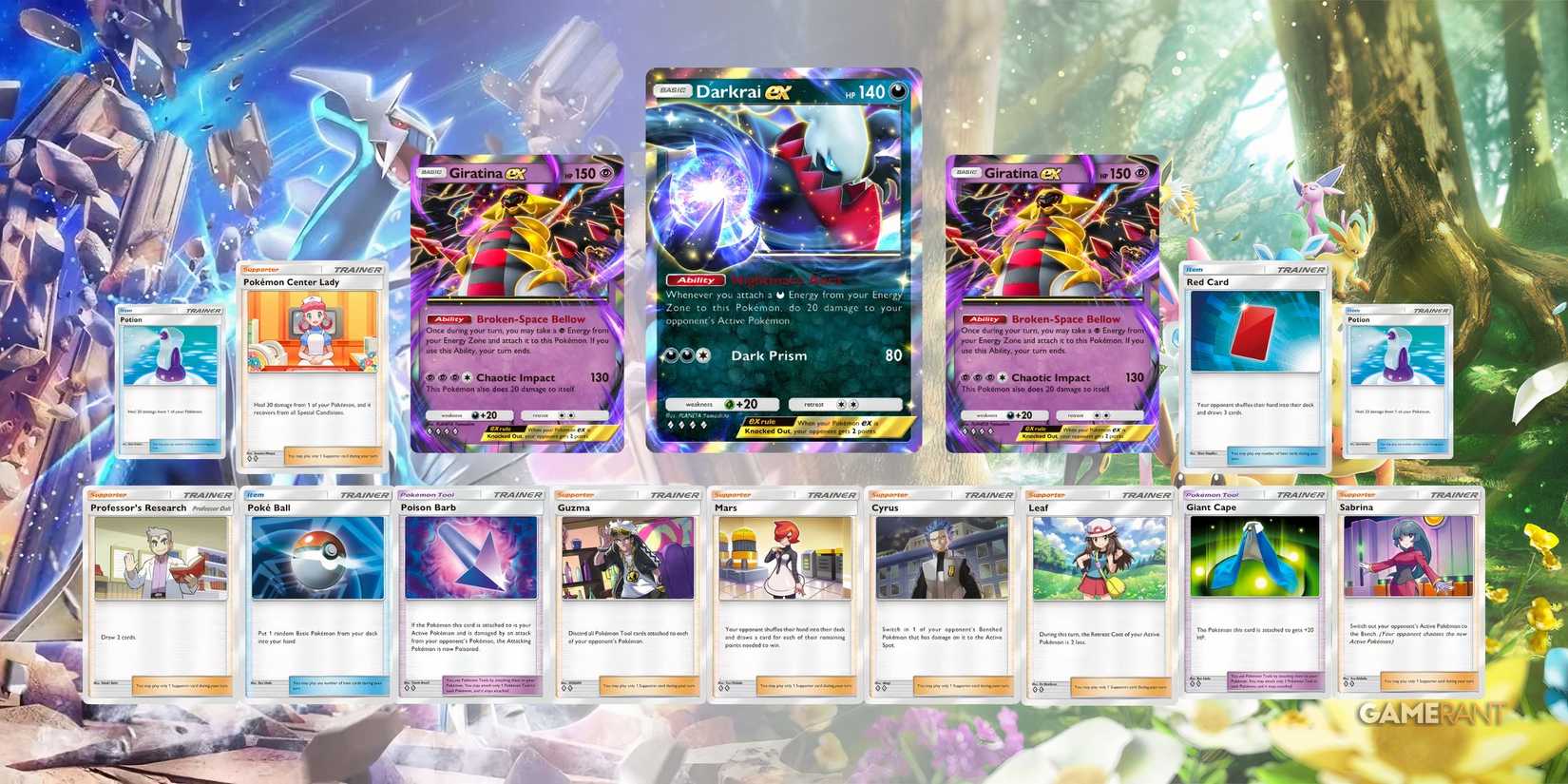 the modified darktina, darkrai ex giratina ex, deck in pokemon tcg pocket.