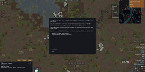 Quest explains how to build a Gravship after salvaging the Grav engine in RimWorld Odyssey