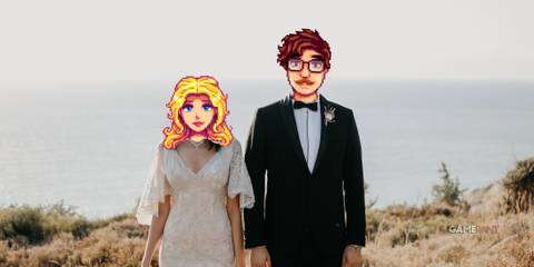 stardew valley fans who look just like harvey and haley get married in real life.