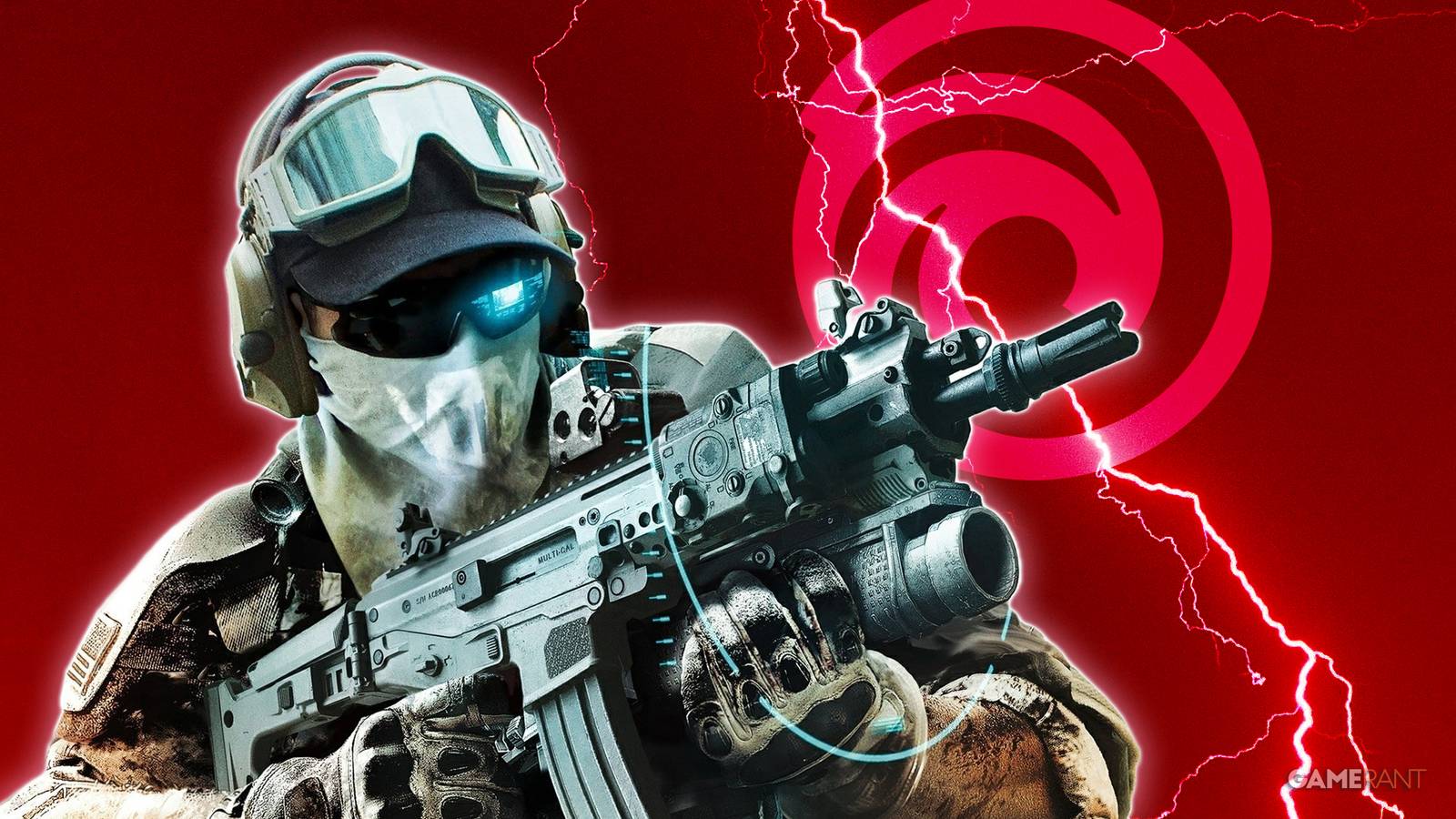 Tom Clancy video game character with ubisoft logo