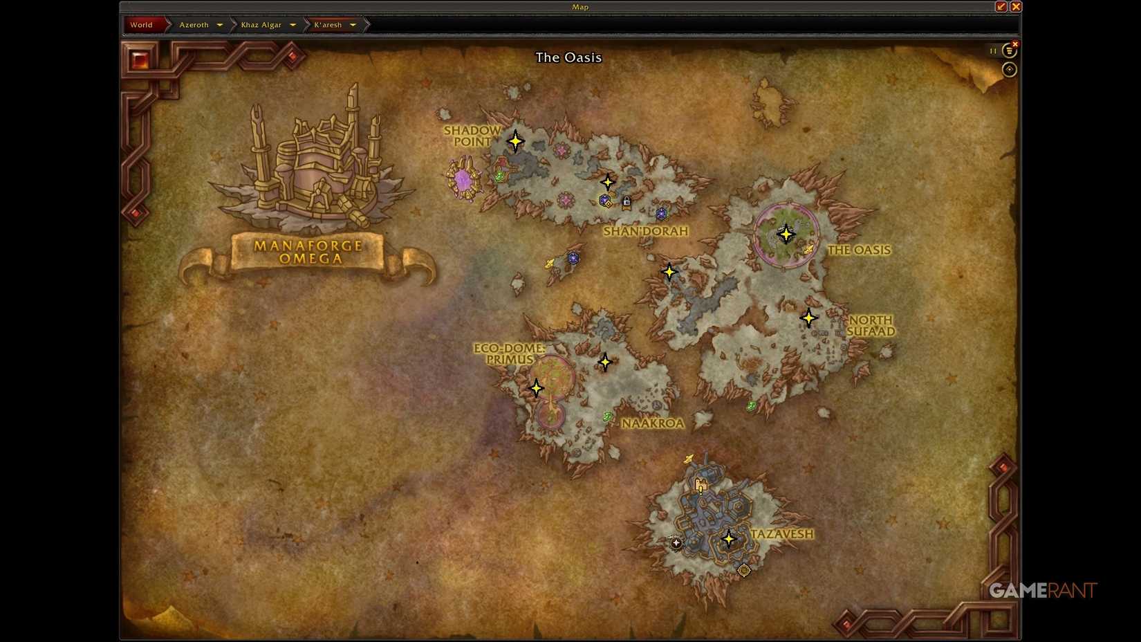 wow karesh skyglyph locations map