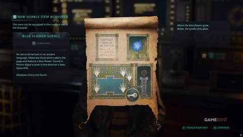 blue flower scroll in hell is us