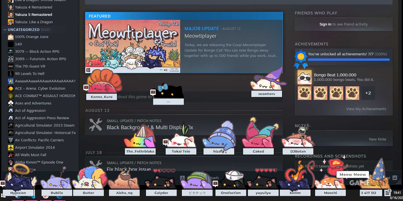 Moew Message One of Steam's Biggest Games Now Has Multiplayer