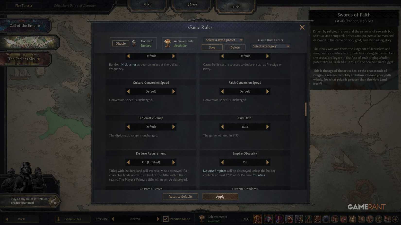Crusader Kings 3 - Game Rules - End Date