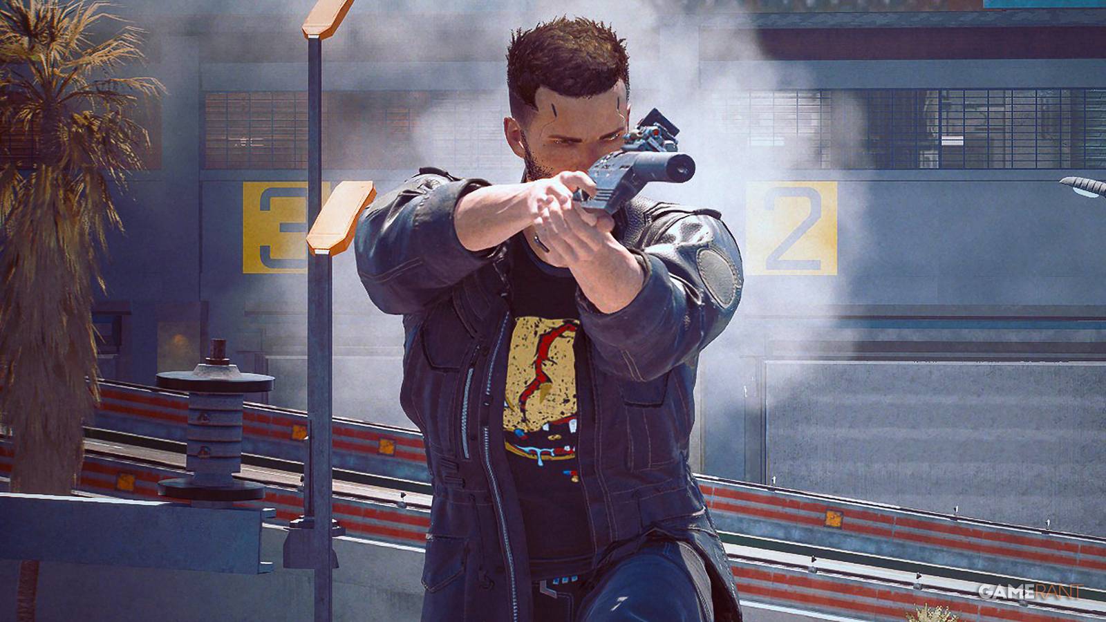 Cyberpunk 2077 V aiming handgun