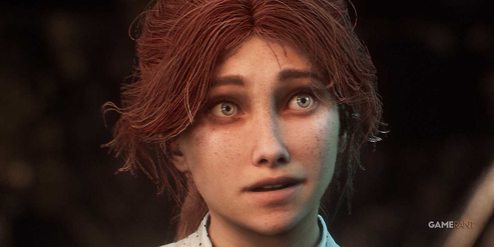 Maelle looking puzzled in white shirt close up Clair Obscur Expedition 33 screenshot